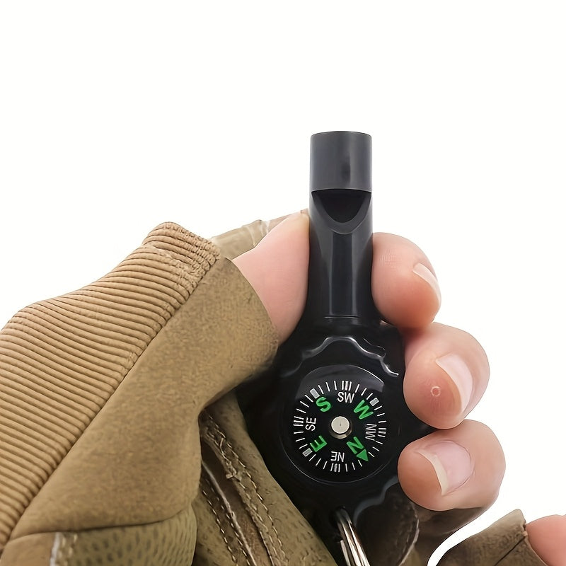 2-in-1 Whistle Compass & Keychain - Portable ABS Outdoor Survival Tool with Emergency Storage, Black, Ideal for Camping and Survival Adventures, Camping Accessories