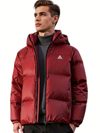 Men'S Hooded Short Down Jacket | Warm, Thick, Windproof, Suitable for Hiking and Mountaineering, Available in Multiple Sizes, Perfect for Outdoor Winter Activities