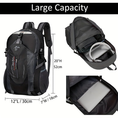 1pc 10.57gal Heavy-Duty Oxford Cloth Hiking Backpack with Compression Strap & Zipper Closure - Foldable Travel Backpack for Men & Women, 15+ Uses (Mountaineering, Hiking, School, Airport, Daily Carry) - Durable, Lightweight, And Stylish Design