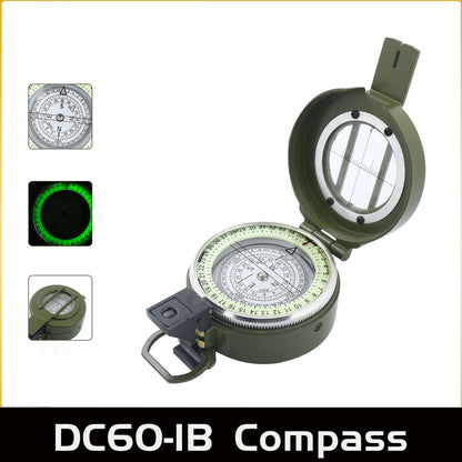 1 Military Green DC60-1B Zinc Alloy Automatic Compass | High-Precision Outdoor Compass, Suitable for Educational Use, Without Battery