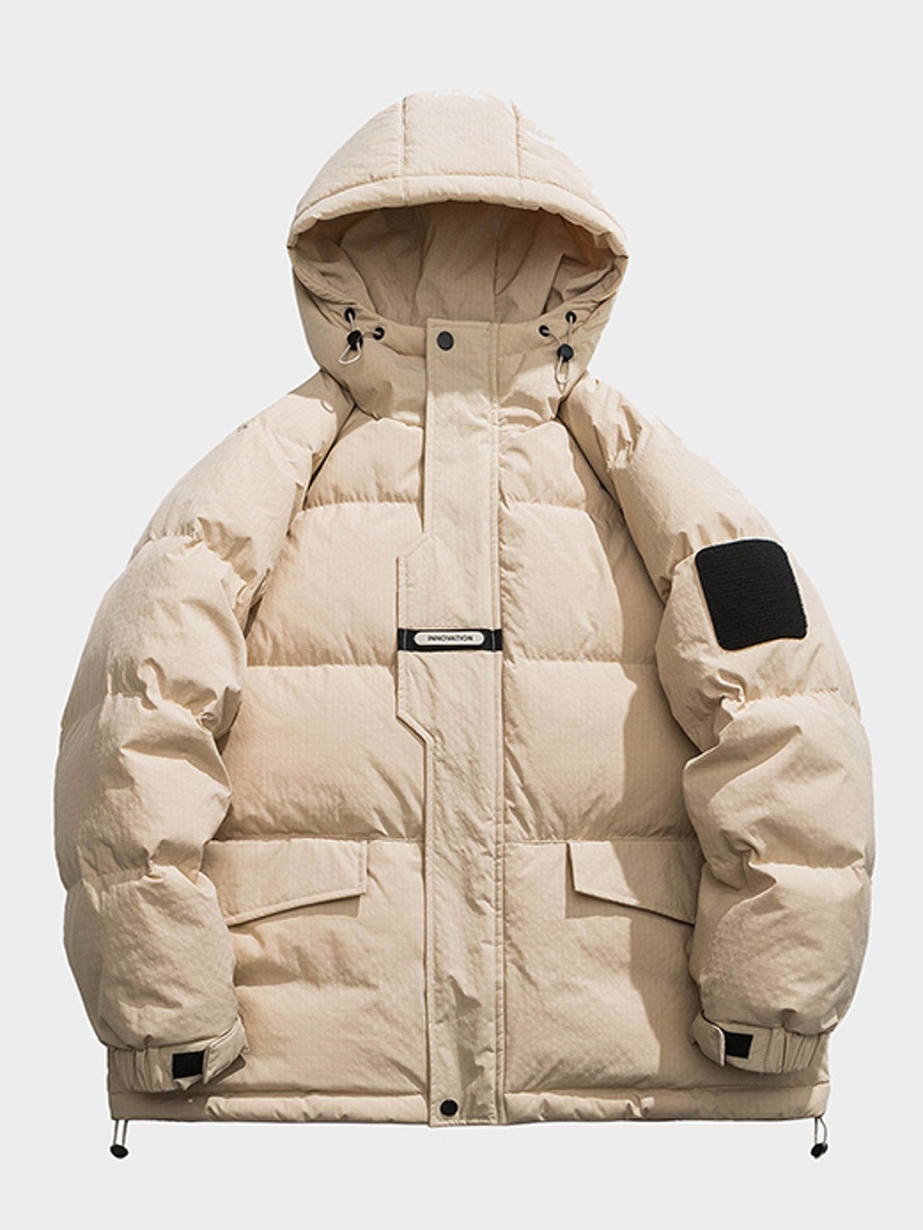 Heavy-Duty Winter Warmth, Hooded Outer with Button Closure, Loose-Fit Cold Weather Coat for Skiing, Snowboarding & Outdoor Activities