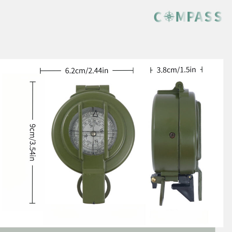 1 Military Green DC60-1B Zinc Alloy Automatic Compass | High-Precision Outdoor Compass, Suitable for Educational Use, Without Battery