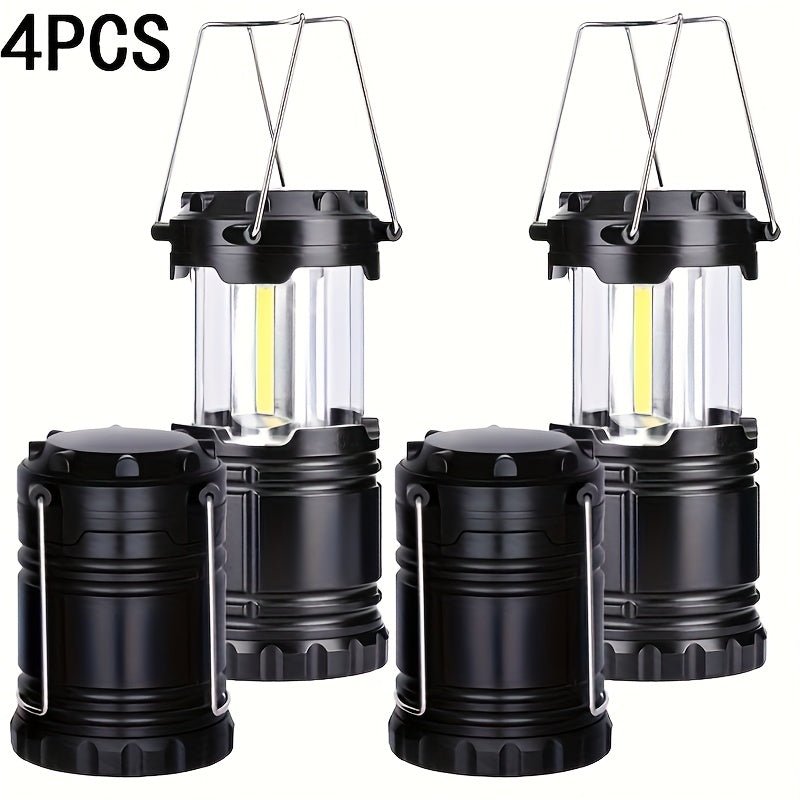 4pcs Super Bright Lanterns 4pcs Super Bright Portable Camping Lanterns | Foldable Emergency Flashlights, Outdoor Lighting, Battery Powered