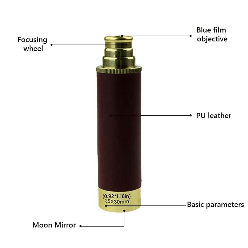 Foldable Retro Monocular Telescope - Compact & Lightweight High-Power Optical Telescope with, Metal Body for Adults Suitable for Watching, Travel, Hiking, Hunting - Portable Telescope