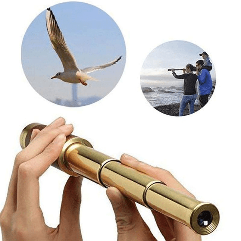 Foldable Retro Monocular Telescope - Compact & Lightweight High-Power Optical Telescope with, Metal Body for Adults Suitable for Watching, Travel, Hiking, Hunting - Portable Telescope