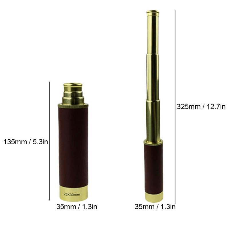 Foldable Retro Monocular Telescope - Compact & Lightweight High-Power Optical Telescope with, Metal Body for Adults Suitable for Watching, Travel, Hiking, Hunting - Portable Telescope