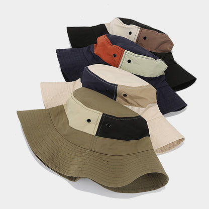 Japanese Summer Sunscreen Sunshade Bucket Hat Women's Color Matching Outdoor Travel Hat Hiking Camping Mountain Hat Men