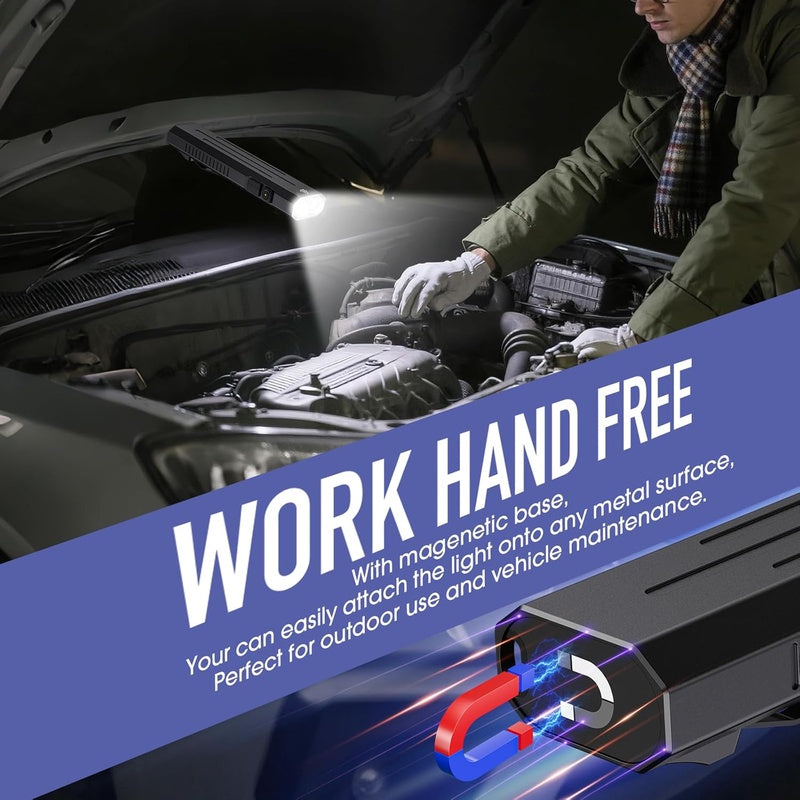 2pack Rechargeable EDC Flashlight | Emergency One Click Strobe Mode, 1600 High Lumens Portable Pocket Light, Magnetic Small EDC Slim Flat Flashlight for Working Camping Repairing, Aluminum Alloy, Includes Hand Strap, Without Battery