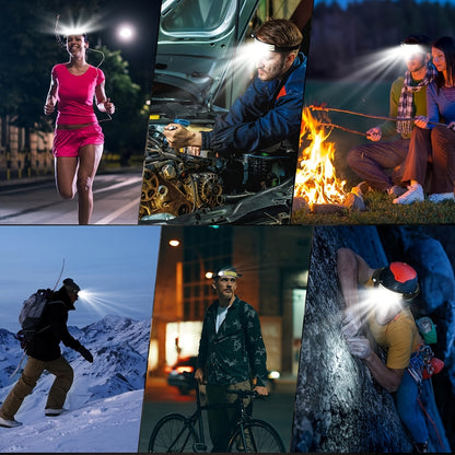 3pcs Outdoor Motion Sensor Head Lamp, USB Rechargeable, LEDSuper Bright Headlight with Motion Sensor, 5 Light Modes for Camping, Hiking, Running, Fishing