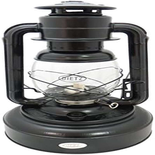 Heavy-Duty Outdoor Camping Lantern with Long-Lasting Burn Time, Large Hurricane Lamp, Stable Base & Hanging Hook, Compatible with Dietz Oil Can (Sold Separately) - for Camping, Emergency, Indoor\Outdoor Use - Black