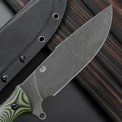 ST18 Fixed Blade Knife N690 Black Stonewashed Steel Blade Double Color G10 Handle Full Tang EDC Fixed Knifes for Outdoor Activities Working Camping Green