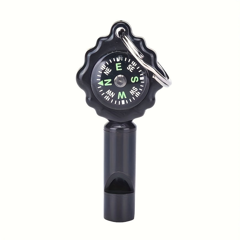 2-in-1 Whistle Compass & Keychain - Portable ABS Outdoor Survival Tool with Emergency Storage, Black, Ideal for Camping and Survival Adventures, Camping Accessories