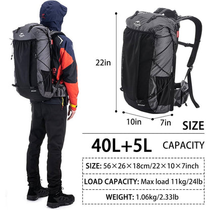 10.57gal+1.32gal Internal Frame Hiking backpacking backpack, Camping High Quality Bag, Ultralight Outdoor Daypack with Rain Cover Hiking, Backpacking, Rucking, Camping Survival, Hiking Accessories, Backpack for Hiking, Hiking Gear And Equipment
