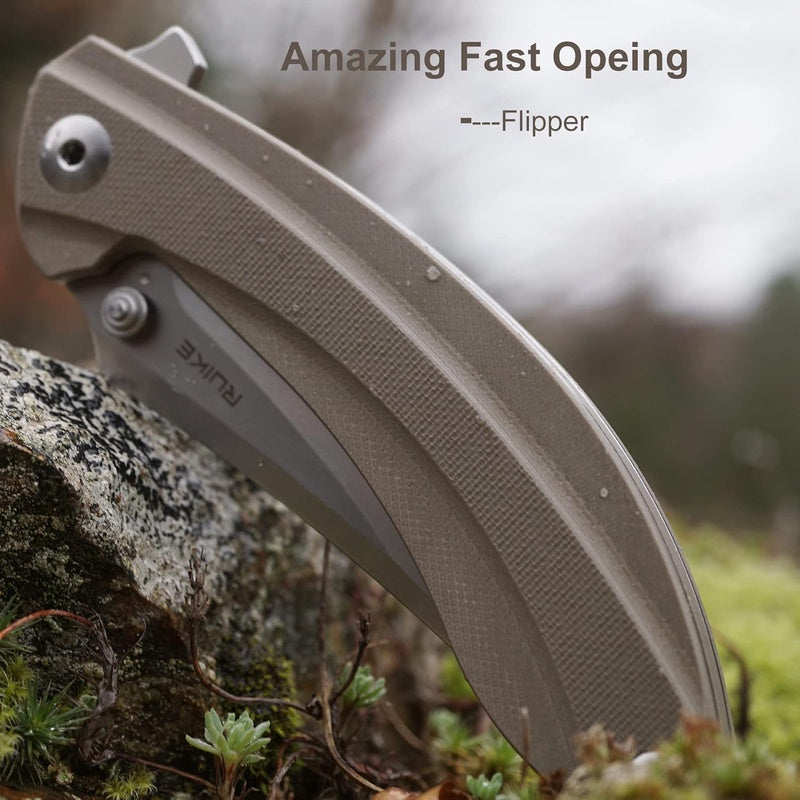 Camping Tactical Folding Pocket Knife, 14C28N, Liner Lock, Ball Bearing, Fast Opening Flipper, Ideal for EDC Hunting Survival, with Features of Liner Lock and Ball Bearing