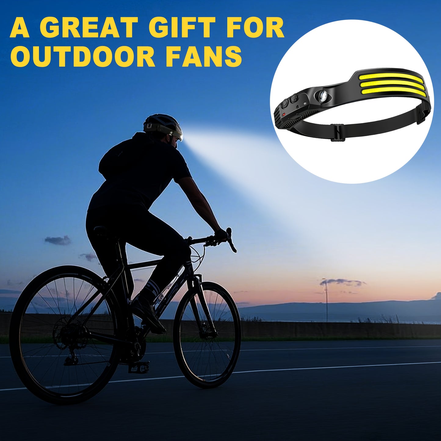 3pcs Outdoor Motion Sensor Head Lamp, USB Rechargeable, LEDSuper Bright Headlight with Motion Sensor, 5 Light Modes for Camping, Hiking, Running, Fishing