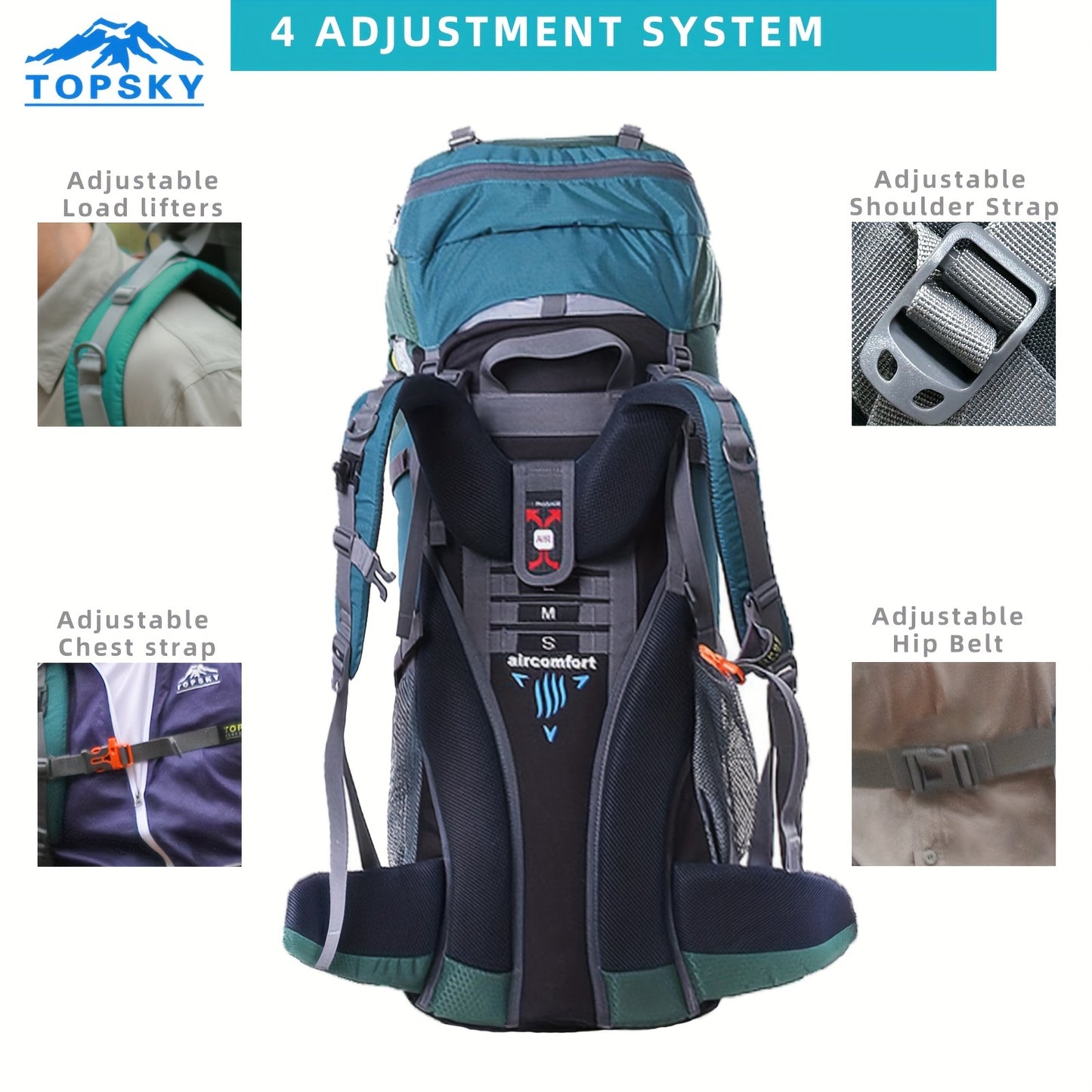18.49gal Travel Backpack, Outdoor Sports Backpack, Nylon Hiking Bag, Outdoor Camping Storage Bag, Hiking Backpack Suitable for Mountaineering, Hiking, Camping, with Independent Sleeping Bag Compartment and Independent Water Bag Compartment