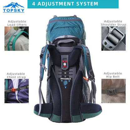 18.49gal Travel Backpack, Outdoor Sports Backpack, Nylon Hiking Bag, Outdoor Camping Storage Bag, Hiking Backpack Suitable for Mountaineering, Hiking, Camping, with Independent Sleeping Bag Compartment and Independent Water Bag Compartment