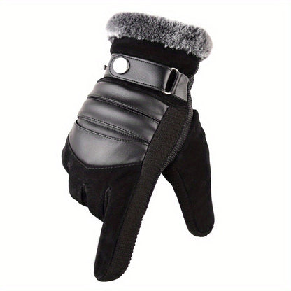 Men'S Thermal Gloves - Winter-Prepared Gloves Featuring Velvet Interior, Reinforced, And for Motorcycling & Mountain Activities - Protection Against Cold Weather And Improved Grip