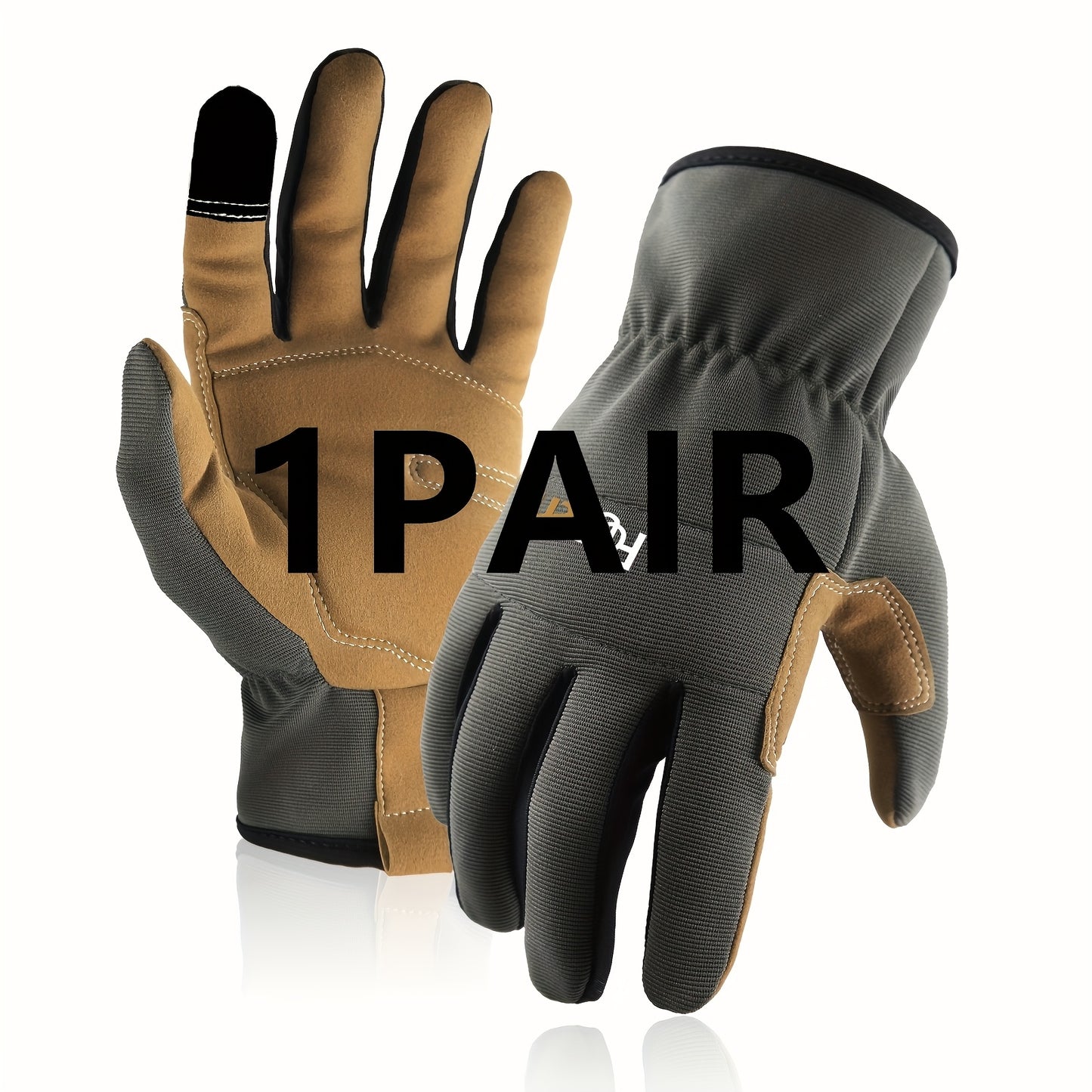 1 Pair Unisex Lightweight Touchscreen Work Gloves | Mechanical\Gardening Breathable , Elastic Wrist Fixing, Olive Green, Smooth Appearance