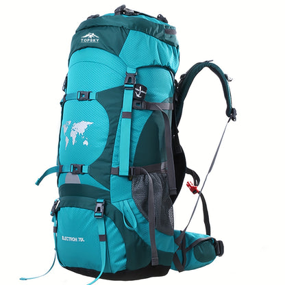18.49gal Travel Backpack, Outdoor Sports Backpack, Nylon Hiking Bag, Outdoor Camping Storage Bag, Hiking Backpack Suitable for Mountaineering, Hiking, Camping, with Independent Sleeping Bag Compartment and Independent Water Bag Compartment