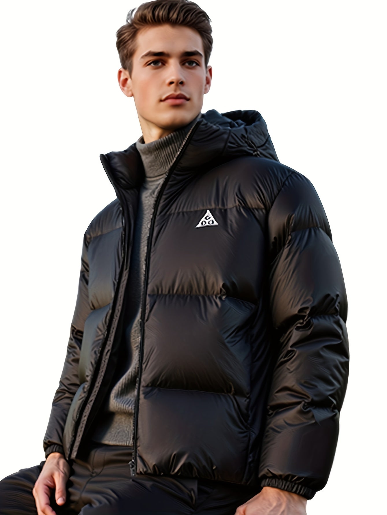 Men'S Hooded Short Down Jacket | Warm, Thick, Windproof, Suitable for Hiking and Mountaineering, Available in Multiple Sizes, Perfect for Outdoor Winter Activities