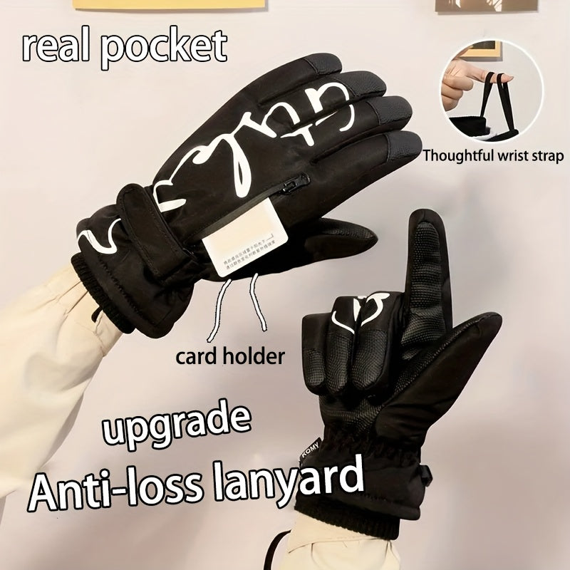 Winter Gloves | Warm and Snow-Proof, Thickened and Fashionable Design, Suitable for Both Men and Women Outdoor Sports, with Pockets, Easy to Clean, High-Quality Equipment, Strengthened Stitches