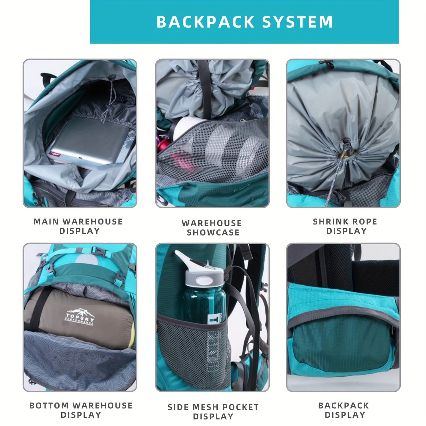 18.49gal Travel Backpack, Outdoor Sports Backpack, Nylon Hiking Bag, Outdoor Camping Storage Bag, Hiking Backpack Suitable for Mountaineering, Hiking, Camping, with Independent Sleeping Bag Compartment and Independent Water Bag Compartment