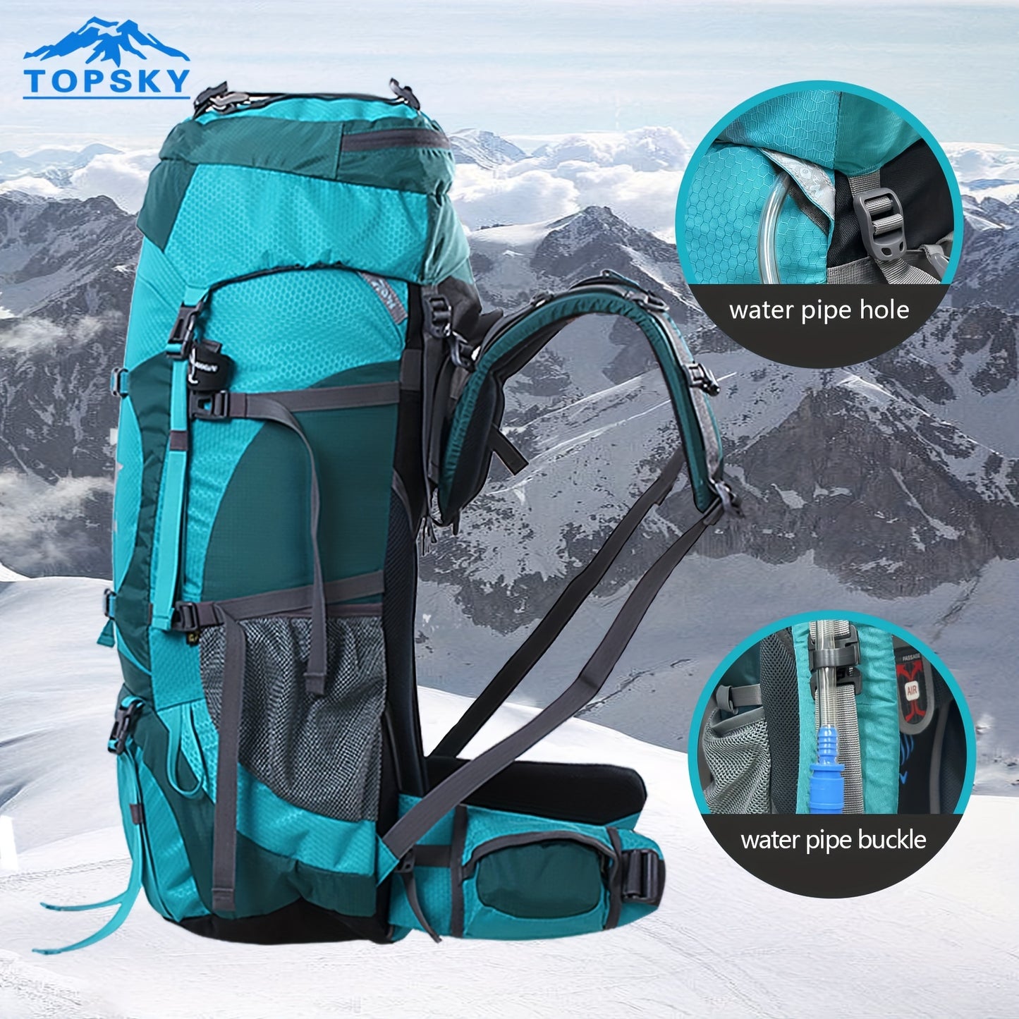 18.49gal Travel Backpack, Outdoor Sports Backpack, Nylon Hiking Bag, Outdoor Camping Storage Bag, Hiking Backpack Suitable for Mountaineering, Hiking, Camping, with Independent Sleeping Bag Compartment and Independent Water Bag Compartment