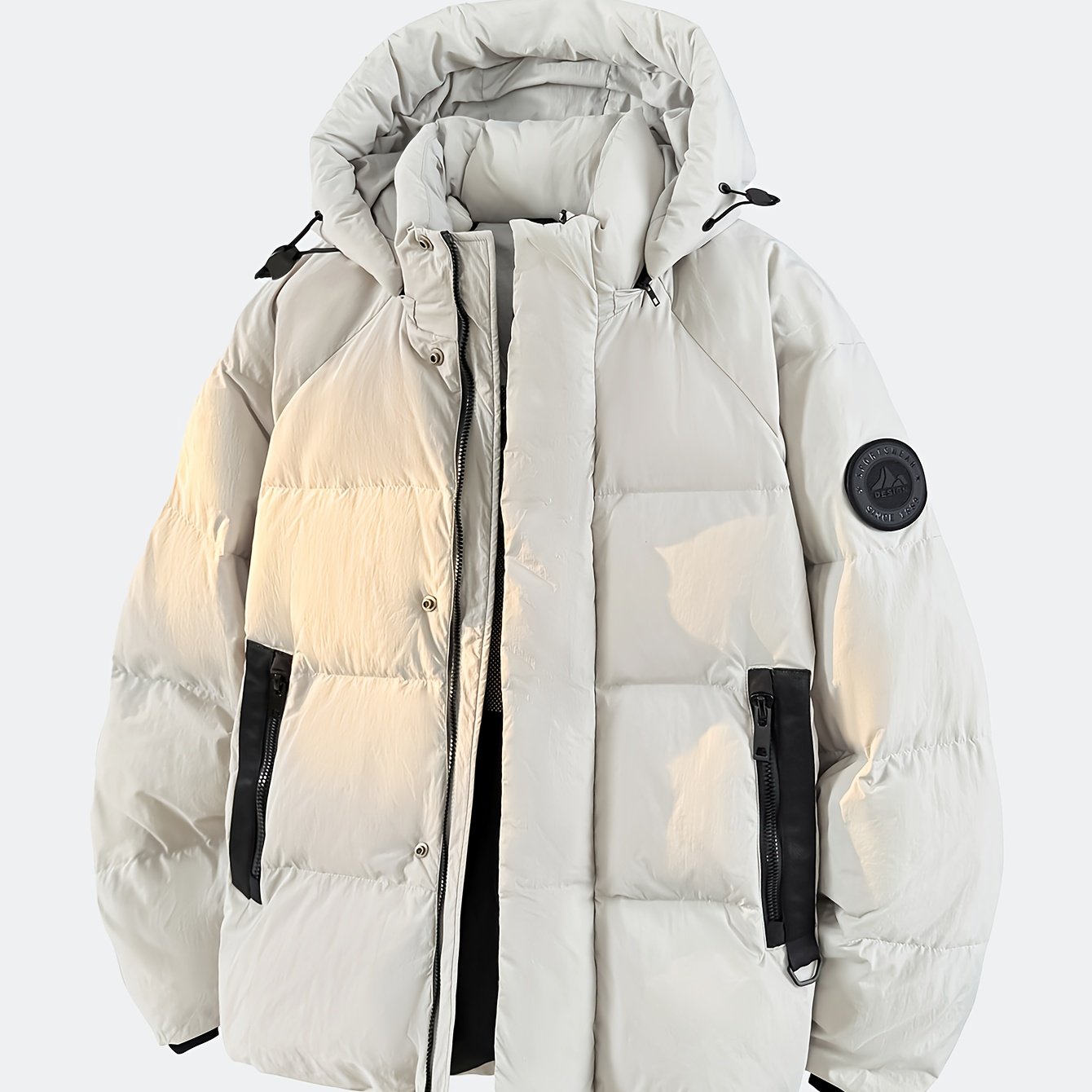 Men's And Women's Outdoor Down Jacket, Winter Heavyweight 90 Down Coat Outfit, Hooded Drawstring Shoulder Sleeve Logo, Thick Windproof Coat, Men's Ski Jacket, Ideal Choice for Mountaineering And Skiing, Insulated Warm Winter Wear