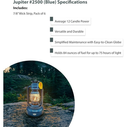Light of Mine Dietz 2500 Jupiter Blue Oil Lantern with 7\8 Replacement Wick Strips 2500 Blue