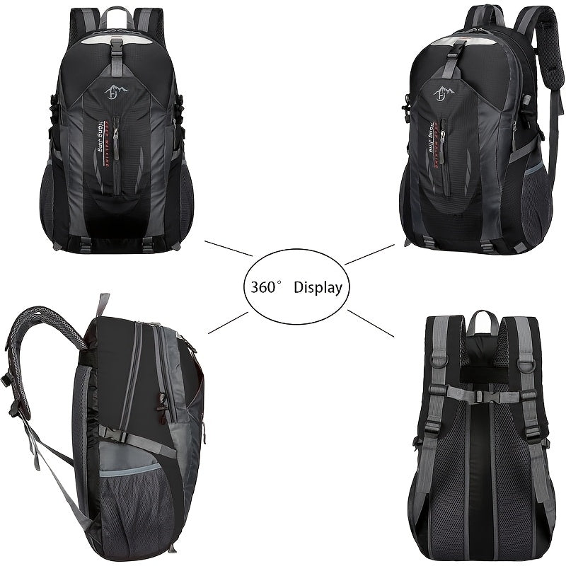 1pc 10.57gal Heavy-Duty Oxford Cloth Hiking Backpack with Compression Strap & Zipper Closure - Foldable Travel Backpack for Men & Women, 15+ Uses (Mountaineering, Hiking, School, Airport, Daily Carry) - Durable, Lightweight, And Stylish Design