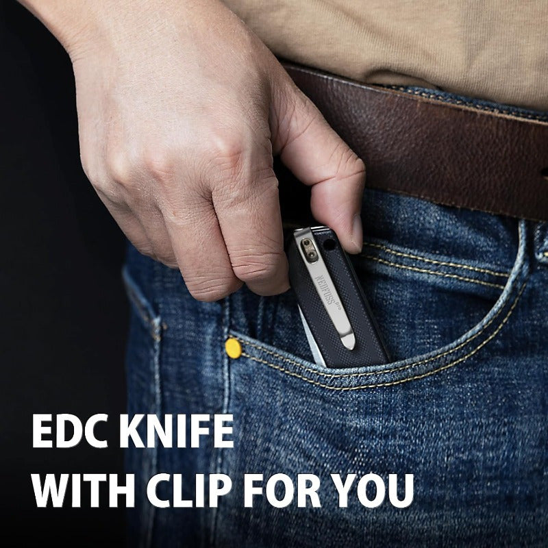 Folding Knife with a 3.48-Inch 14C28N Steel Blade, Featuring an Axis Lock Mechanism And a Reversible Deep Carry Pocket Clip, Equipped with a Lightweight G10 Handle