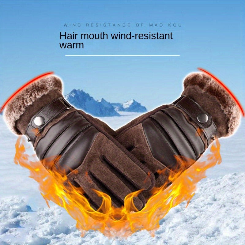 Men'S Thermal Gloves - Winter-Prepared Gloves Featuring Velvet Interior, Reinforced, And for Motorcycling & Mountain Activities - Protection Against Cold Weather And Improved Grip