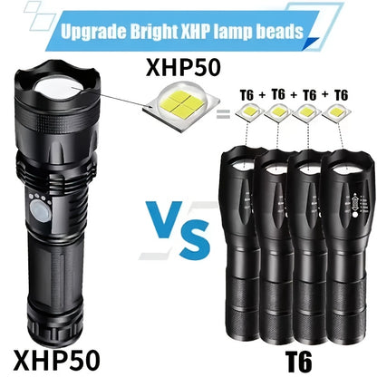 Men's Tools Clearance -2 Pack Rechargeable LED Flashlight, High Lumen Super Bright Flashlights, Multi-function 5 Modes, Powerful Torch, Suitable For Home, Camping, Hiking