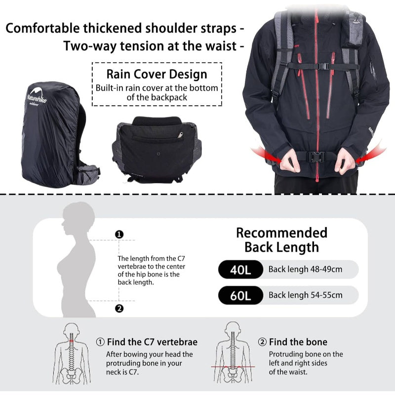 10.57gal+1.32gal Internal Frame Hiking backpacking backpack, Camping High Quality Bag, Ultralight Outdoor Daypack with Rain Cover Hiking, Backpacking, Rucking, Camping Survival, Hiking Accessories, Backpack for Hiking, Hiking Gear And Equipment