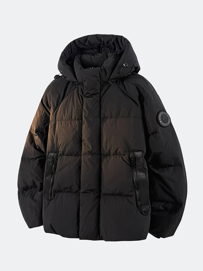 Men's And Women's Outdoor Down Jacket, Winter Heavyweight 90 Down Coat Outfit, Hooded Drawstring Shoulder Sleeve Logo, Thick Windproof Coat, Men's Ski Jacket, Ideal Choice for Mountaineering And Skiing, Insulated Warm Winter Wear