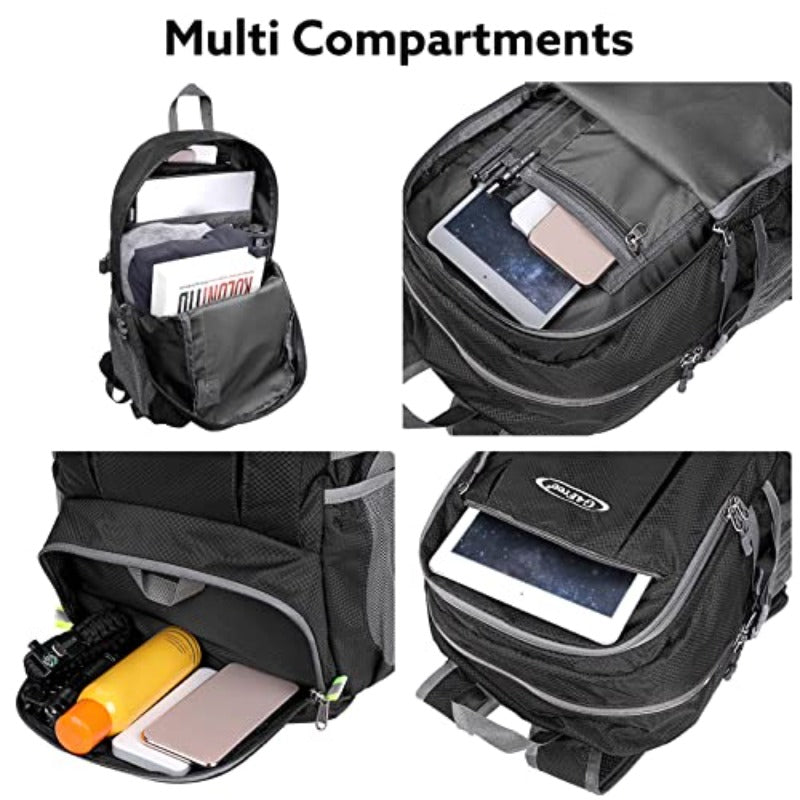 40L Lightweight Packable Hiking Backpack Waterproof Travel Daypack+ 62inch Portable Golf Umbrella Automatic Open Large Oversize Vented Double Canopy Windproof Waterproof Sport Umbrellas