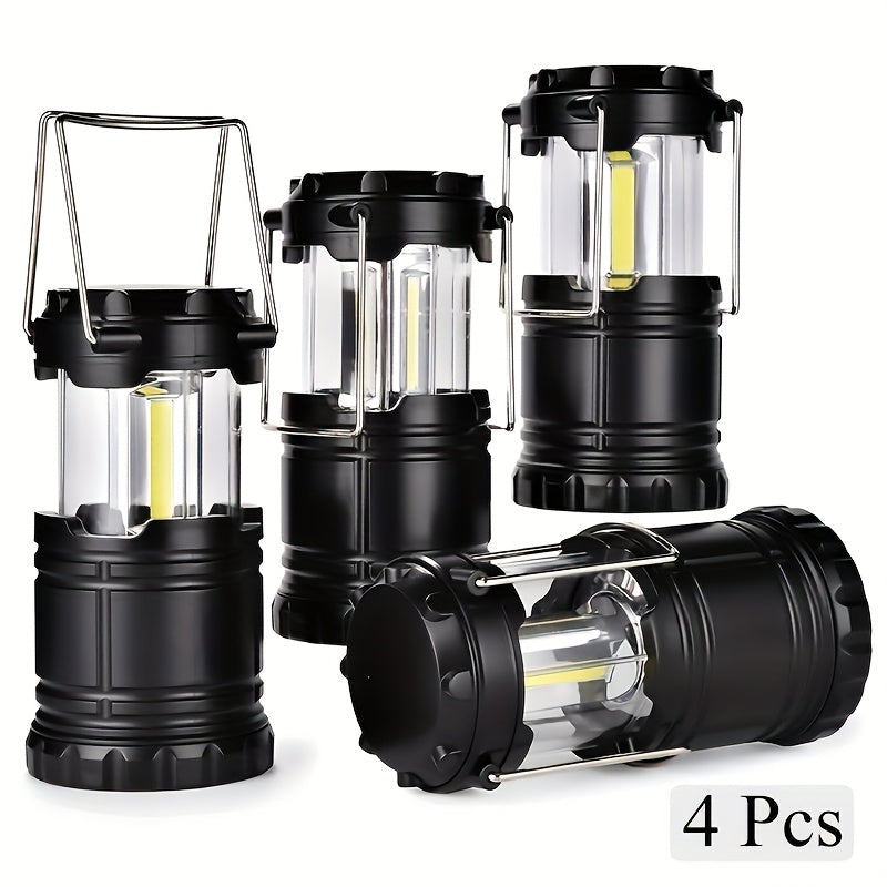 4pcs Super Bright Lanterns 4pcs Super Bright Portable Camping Lanterns | Foldable Emergency Flashlights, Outdoor Lighting, Battery Powered