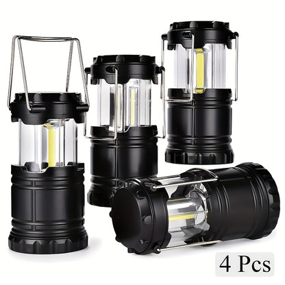 4pcs Super Bright Lanterns 4pcs Super Bright Portable Camping Lanterns | Foldable Emergency Flashlights, Outdoor Lighting, Battery Powered