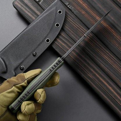 ST18 Fixed Blade Knife N690 Black Stonewashed Steel Blade Double Color G10 Handle Full Tang EDC Fixed Knifes for Outdoor Activities Working Camping Green