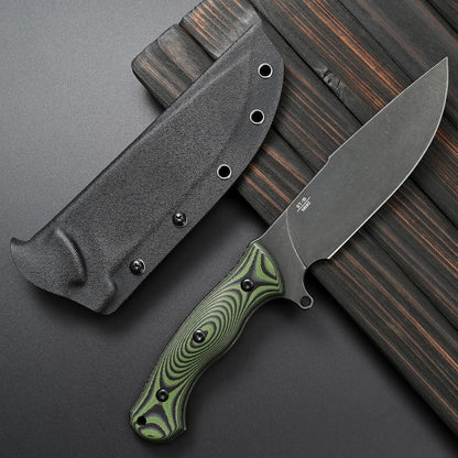 ST18 Fixed Blade Knife N690 Black Stonewashed Steel Blade Double Color G10 Handle Full Tang EDC Fixed Knifes for Outdoor Activities Working Camping Green