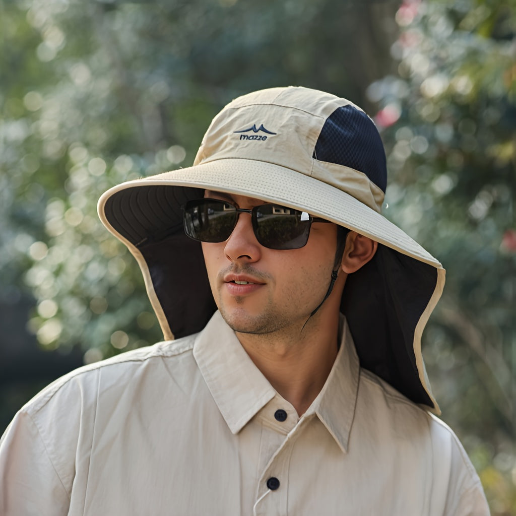 New Spring-Summer Color Block Fisherman Hat Outdoor Fishing Climbing Cap for Men, Quick-Dry Breathable Men's Hat