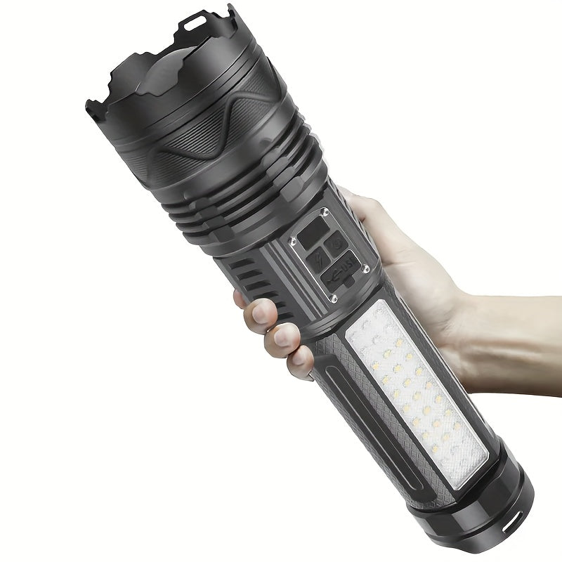 High-Power LED Flashlight, Built-In Battery Tactical Flashlight, Rechargeable Portable Flashlight, IP65 Waterproof, Suitable for Outdoor Work, Hunting, Fishing