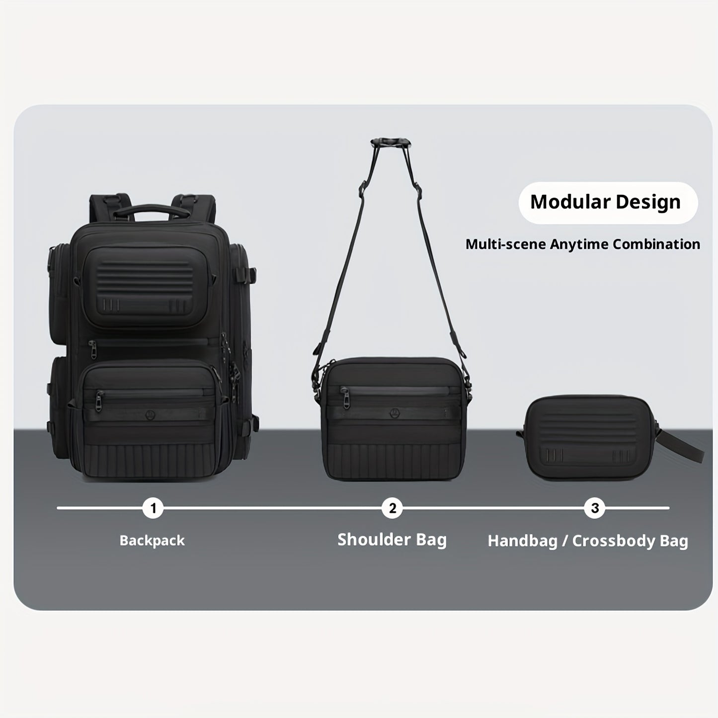 Men'S Stylish Multifunctional Backpack, a Large Capacity Bag for Outdoor Sports And Travel, Featuring a Three-In-One Detachable Design