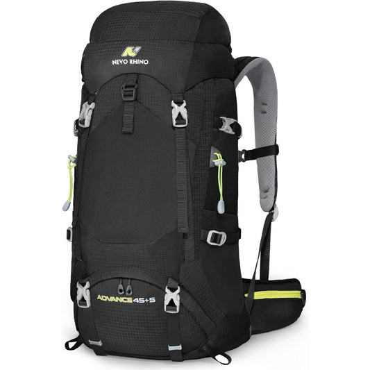 Internal Frame Hiking Backpack 13.21\15.85\17.17\18.49\21.13gal | Mountain Climbing Camping Backpack Daypack with Rain Cover, Mixed Color, Hard Shell