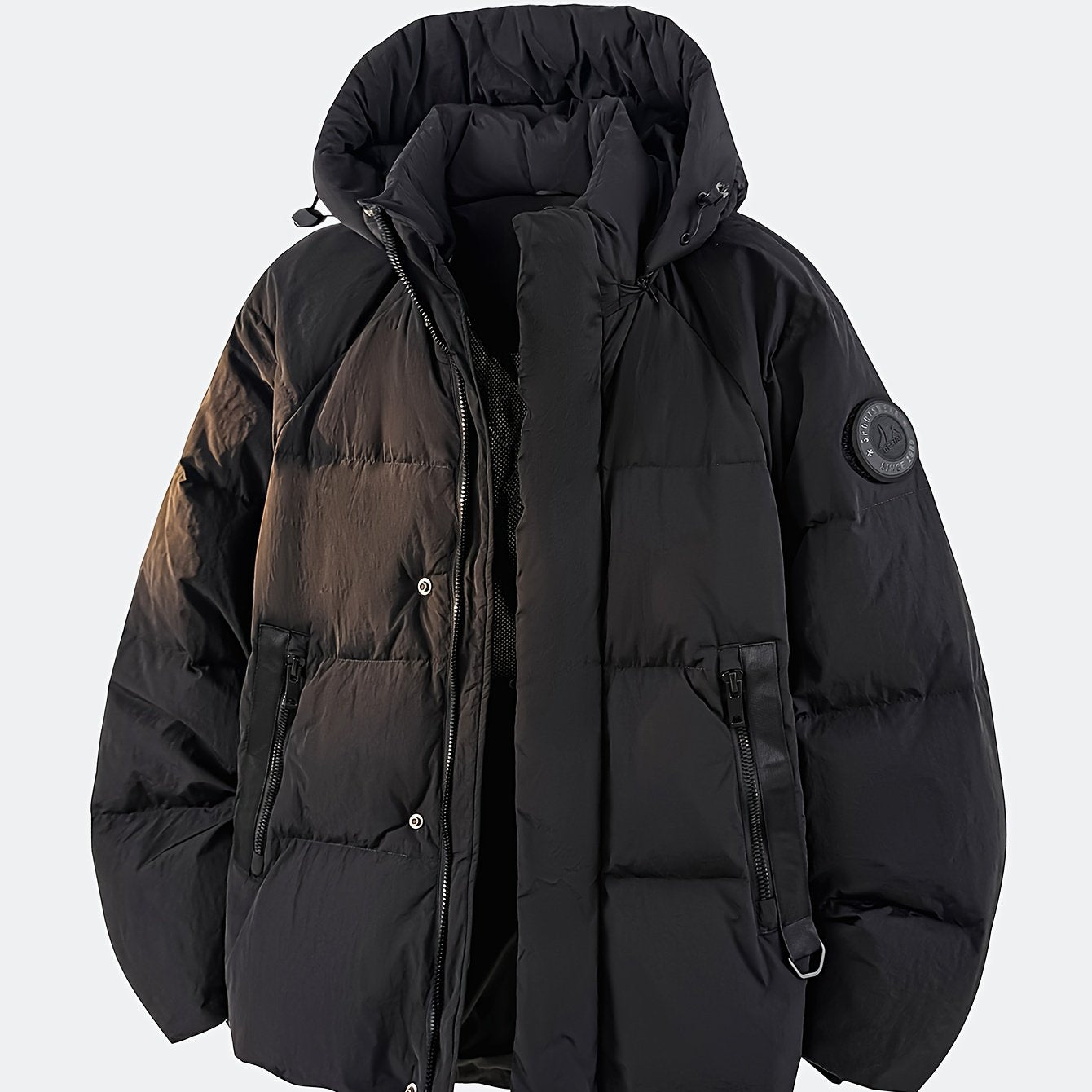 Men's And Women's Outdoor Down Jacket, Winter Heavyweight 90 Down Coat Outfit, Hooded Drawstring Shoulder Sleeve Logo, Thick Windproof Coat, Men's Ski Jacket, Ideal Choice for Mountaineering And Skiing, Insulated Warm Winter Wear