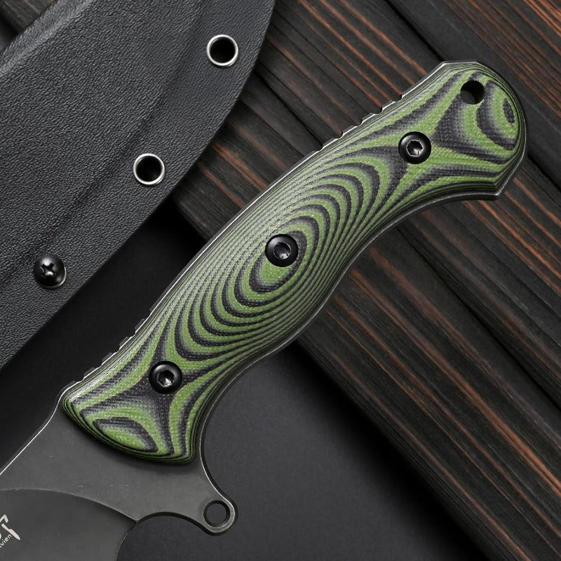 ST18 Fixed Blade Knife N690 Black Stonewashed Steel Blade Double Color G10 Handle Full Tang EDC Fixed Knifes for Outdoor Activities Working Camping Green