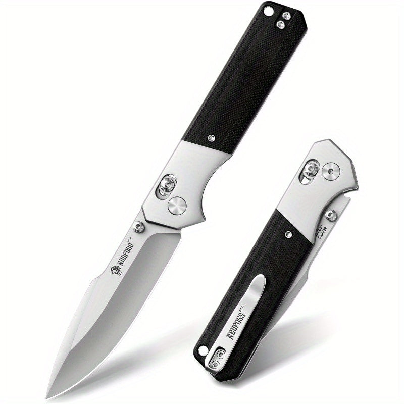 Folding Knife with a 3.48-Inch 14C28N Steel Blade, Featuring an Axis Lock Mechanism And a Reversible Deep Carry Pocket Clip, Equipped with a Lightweight G10 Handle