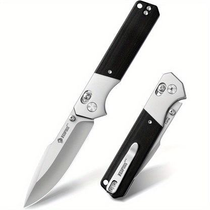 Folding Knife with a 3.48-Inch 14C28N Steel Blade, Featuring an Axis Lock Mechanism And a Reversible Deep Carry Pocket Clip, Equipped with a Lightweight G10 Handle