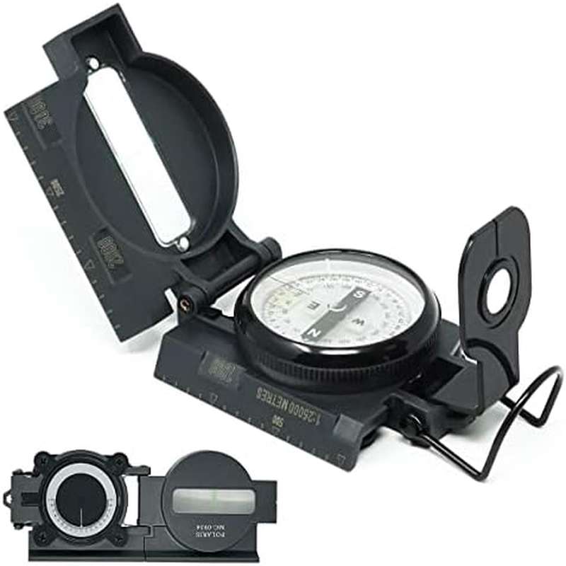 Heavy-Duty Tactical Survival Compass with Built-In Inclinometer, Magnetic Needle & Bubble Level for Precise Navigation, Ergonomic Grip, Adjustable Eyepiece - Ideal for Hiking, Camping, Hunting